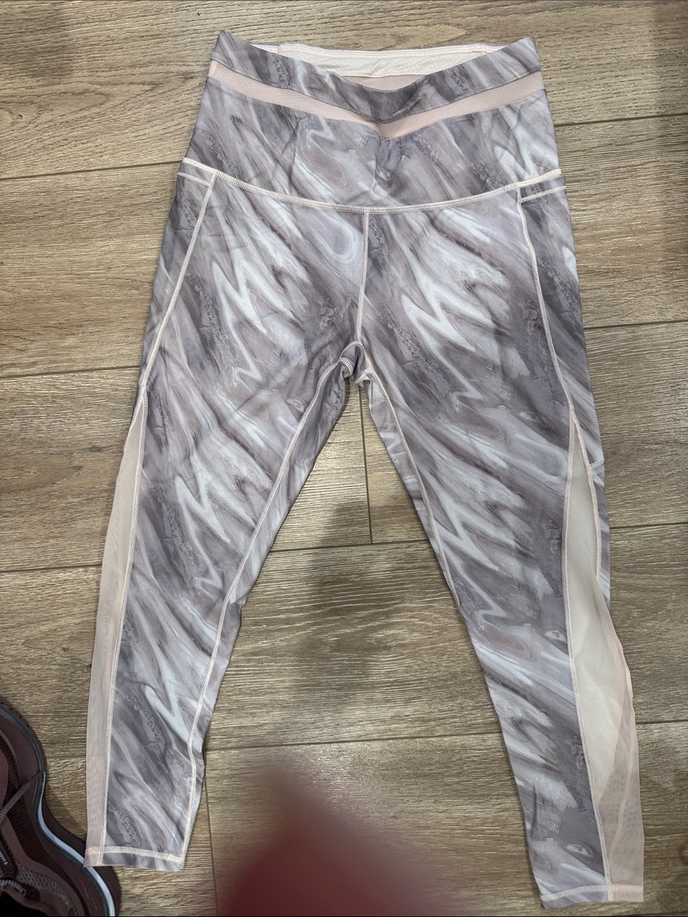 Women's Marble-Print workout high waisted Leggings in Taupe